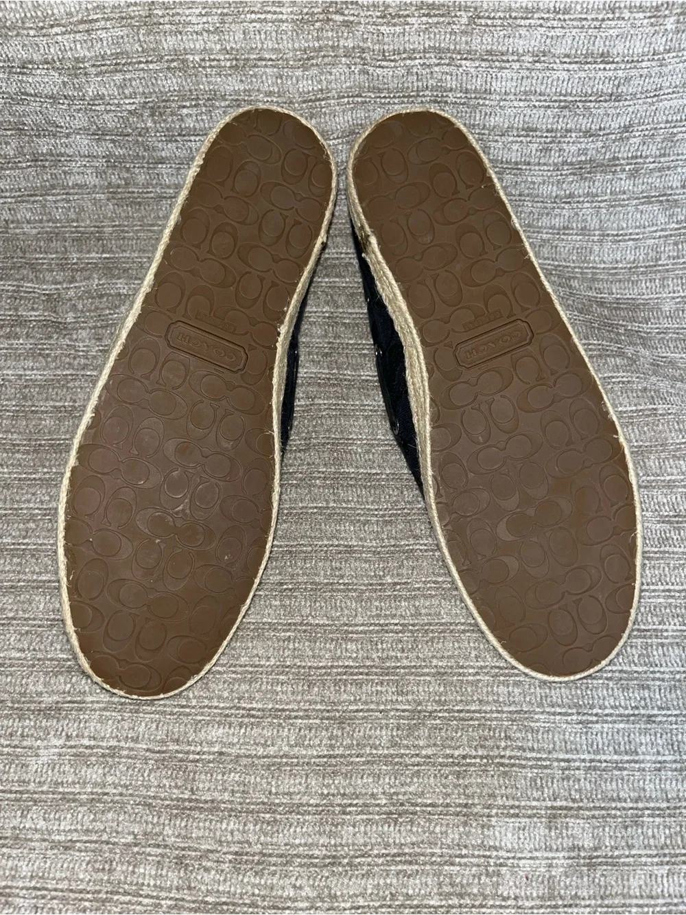Coach Mellow Espadrilles Black Logo Signature Canvas Flats Shoes Women’s 7.5 New